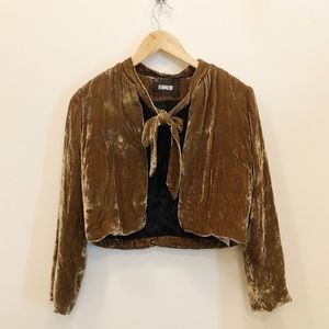 Reformation Opera Jacket in Gold Velvet